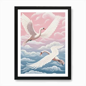 Vintage Japanese Inspired Bird Print Swan 5 Art Print