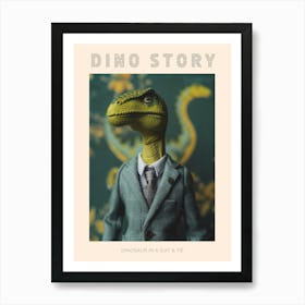 Pastel Toy Dinosaur In A Suit & Tie 3 Poster Art Print