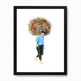 Girl With Big Hair Art Print