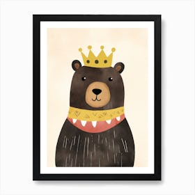 Little Black Bear 3 Wearing A Crown Art Print