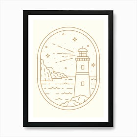 Lighthouse In The Sky Monoline Hand Drawing Aesthetic Illustration Art Print