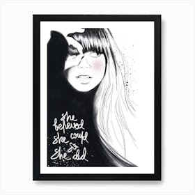 She Is Looking With Text Art Print