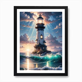 A Lighthouse In The Middle Of The Ocean 21 Art Print