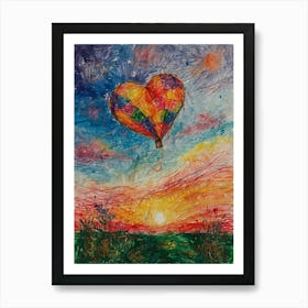 Heart Balloon At Sunset Art Print