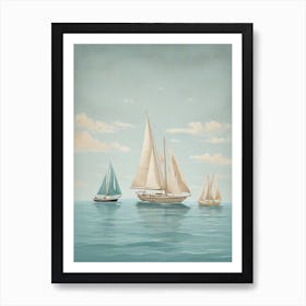 Sailboats In The Ocean Art Print