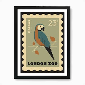 London Zoo Stamp Parrot Bird Kids Art Print Art Print