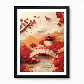 Beautiful Landscape Paper Craft Style Art Print