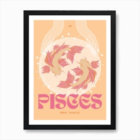 Orange Zodiac Pisces Art Print