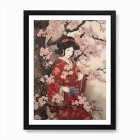 Sakura Cherry Blossom 1 Vintage Japanese Botanical And Geisha Art Print