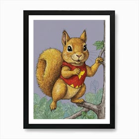 Squirrel On A Branch 1 Art Print