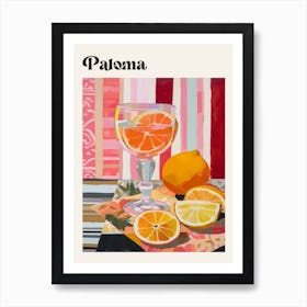 Paloma Retro Cocktail Poster Art Print