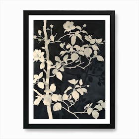 Great Japan Hokusai Monochrome Flowers 1310 Art Print