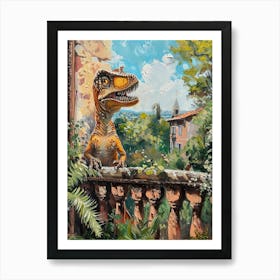 Dinosaur & The Balcony Painting 3 Art Print