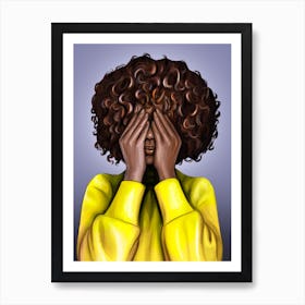 A curly woman. Art Print