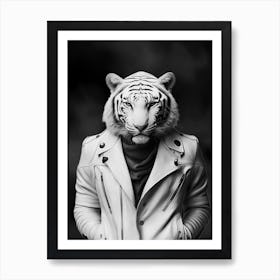 Cute White Tiger Wearing Jacket Poster