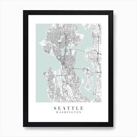Seattle Washington Street Map Minimal Color Art Print
