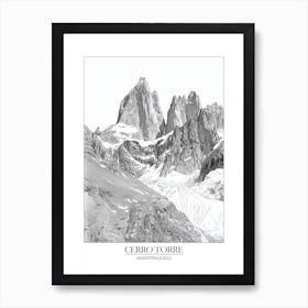 Cerro Torre Argentina Chile Line Drawing 9 Poster Art Print