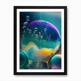 Bubbles In Water Water Waterscape Crayon 1 Art Print