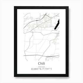 Chili,United States Minimalist Map Art Print