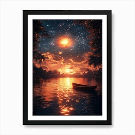 Starry Sky At Night Art Print