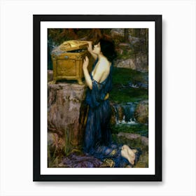 HD Pandora Painting 1896 by John William Waterhouse | Pandora's Box Peeking Art Print