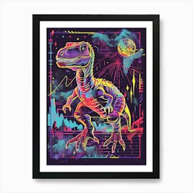 Cyber Futuristic Dinosaur Illustration 2 Art Print