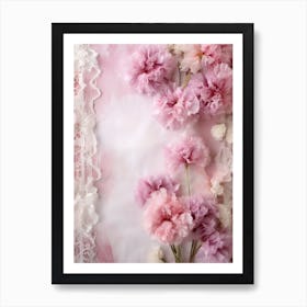 Pink Carnations On Lace Art Print