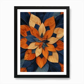 Blue And Orange Flower 5 Art Print