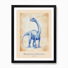 Dinosaur Blue Print Sketch 3 Poster Art Print