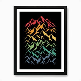 Retro Mountains Lines Art Print