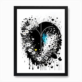 Black And White Heart 3 Art Print