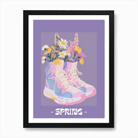 Spring Poster Retro Sneakers With Flowers 90s Illustration 4 Art Print