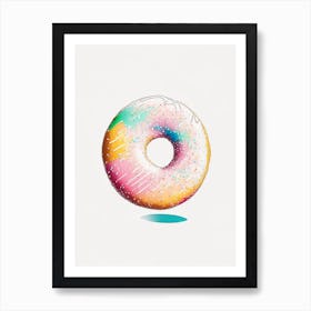 Powdered Sugar Donut Abstract Line Drawing 2 Art Print