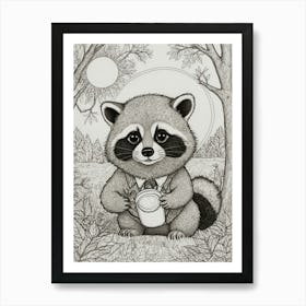 Raccoon In The Woods 3 Art Print