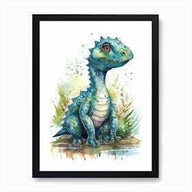 Thescelosaurus Cute Dinosaur Watercolour 3 Art Print