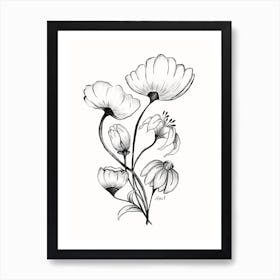 Black And White Bouquet Lineart  Poster