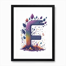 Colorful Letter F Illustration 17 Art Print