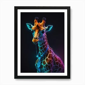 Neon Giraffe Art Print