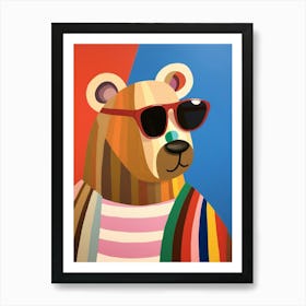 Little Brown Bear 3 Wearing Sunglasses Art Print