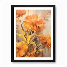 Fall Flower Painting Marigold 4 Art Print