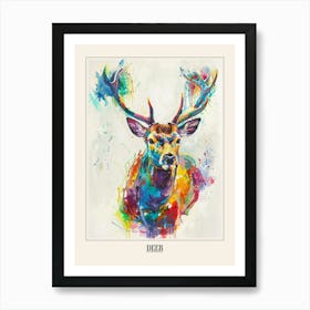 Deer Colourful Watercolour 1 Poster Art Print