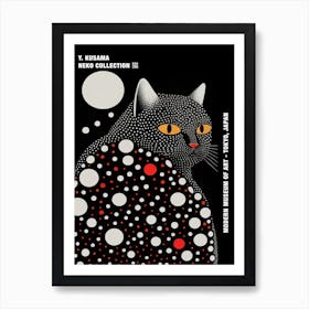Yayoi Kusama Inspired Cat Red Black Poster Art Print