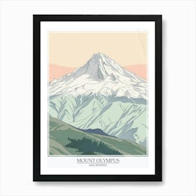 Mount Olympus Macedonia Color Line Drawing 6 Poster Art Print