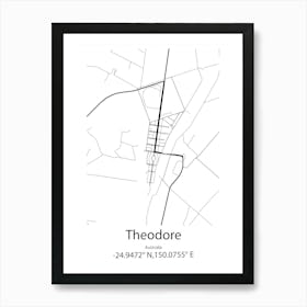 Theodore,Australia Minimalist Map Art Print