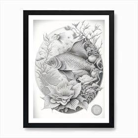 Kumonryu Koi Fish Haeckel Style Illustastration Art Print