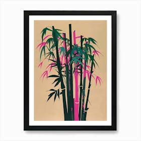 Bamboo Tree Colourful Illustration 2 Art Print