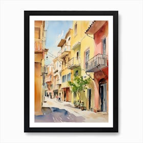 Cagliari, Italy Watercolour Streets 1 Art Print