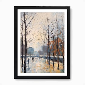 Winter City Park Painting Parc De La Vilette Paris 1 Art Print