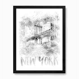 Watercolor Art Nyc Manhattan Bridge Art Print