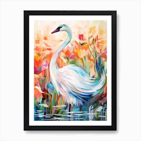 Bird Painting Collage Swan 1 Art Print